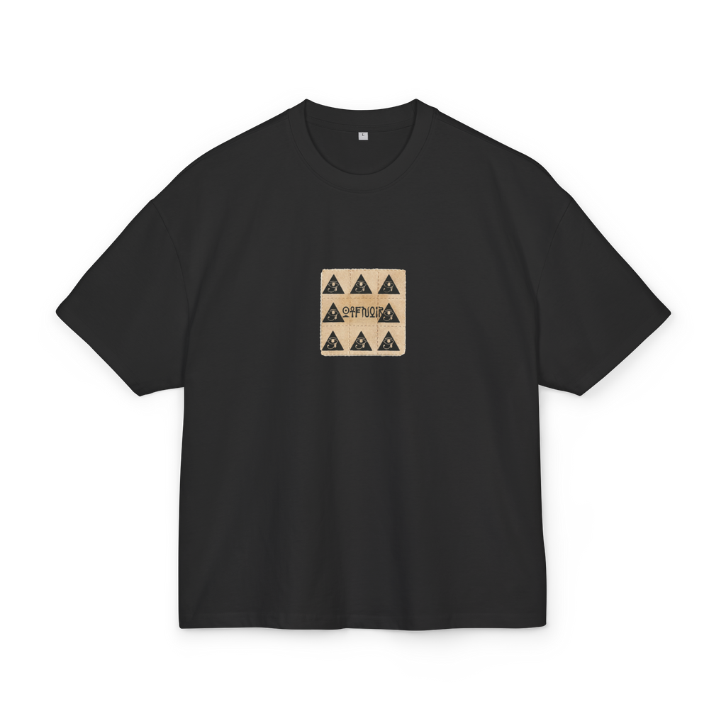 White 300gsm heavyweight t-shirt with colorful psychedelic blotter art grid print - Streetwear aesthetic - Offnoir