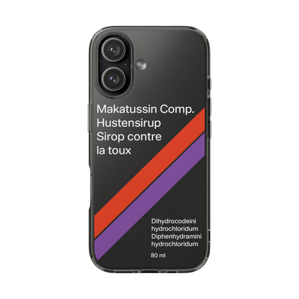Close-up of shockproof Makatussin phone case for iPhone - Streetwear accessory - Offnoir
